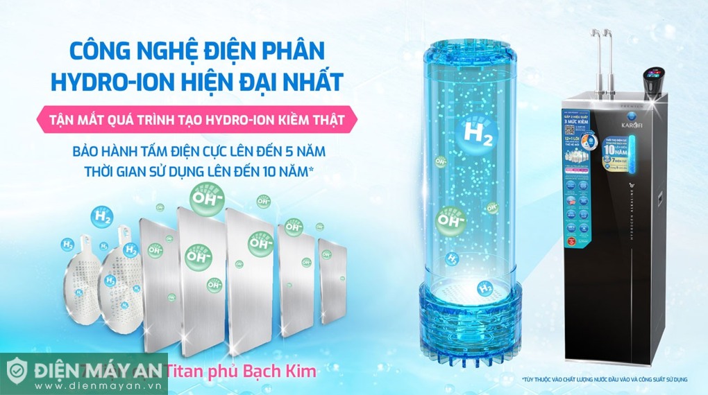 Máy lọc nước RO nóng nguội lạnh Hydro-ion kiềm Karofi KAE-S88 PROMAX 13 lõi